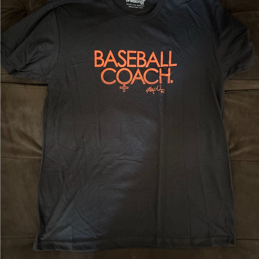 BASEBALL COACH Graphic Tee - Black with Orange Print